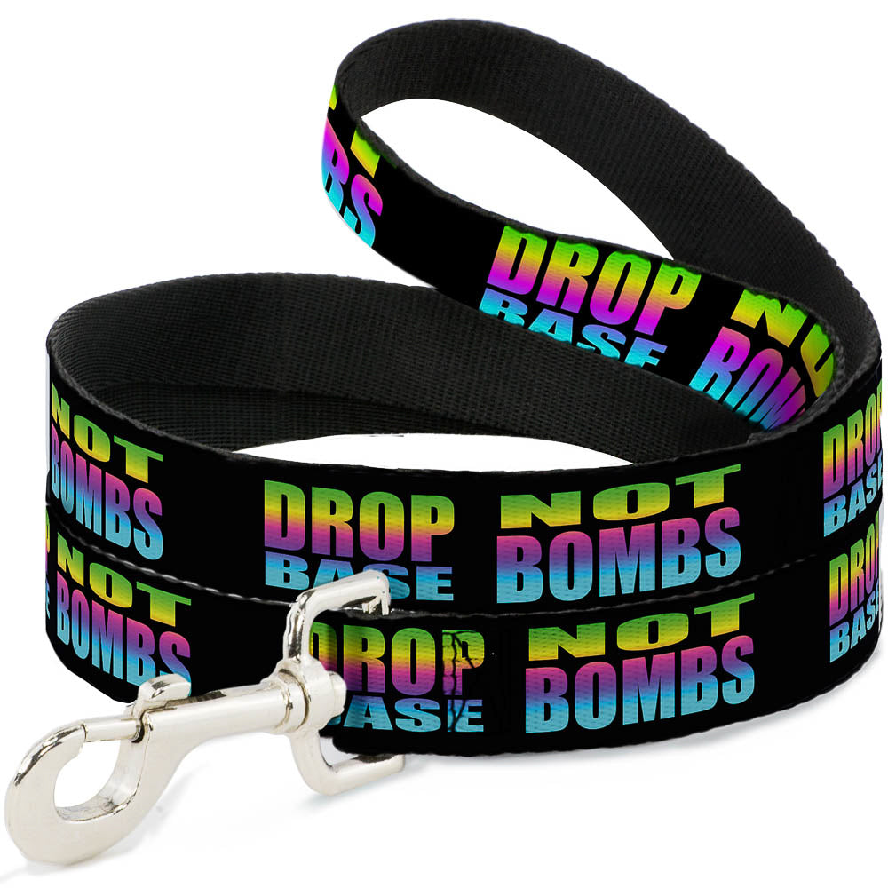 Dog Leash - DROP BASS NOT BOMBS Black/Rainbow Dog Leashes Buckle-Down