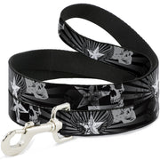 Dog Leash - Die Hard Skulls & Stars1 Black/Grays Dog Leashes Buckle-Down