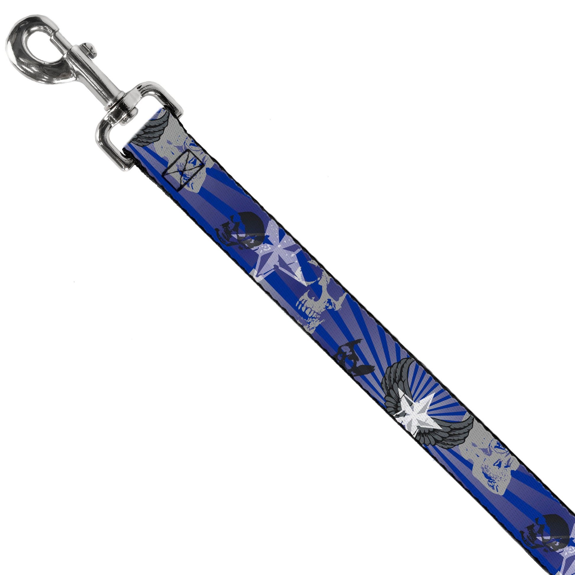 Dog Leash - Die Hard Skulls & Stars1 Blue/Grays Dog Leashes Buckle-Down