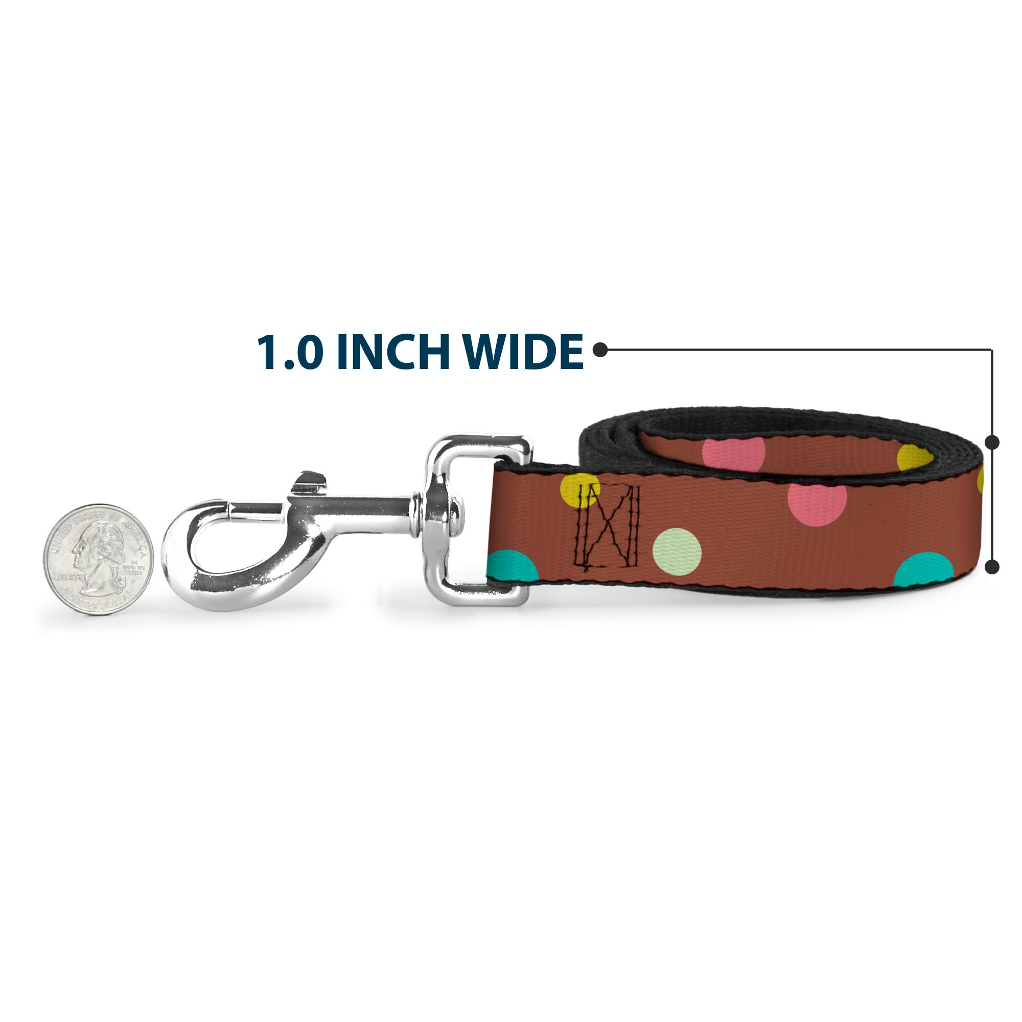 Dog Leash - Dots Brown/Multi Pastel Dog Leashes Buckle-Down