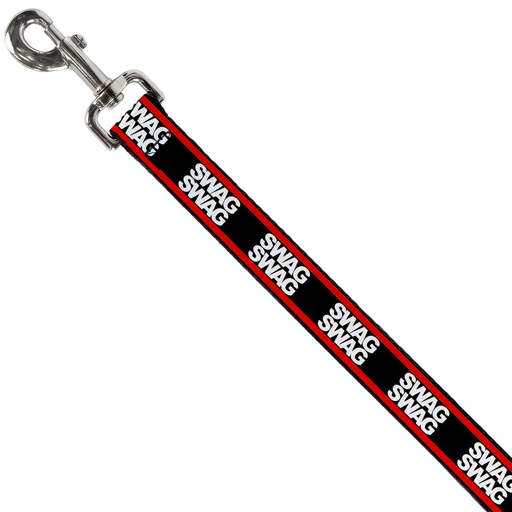 Dog Leash - Double SWAG Black/White/Red Stripe Dog Leashes Buckle-Down
