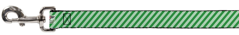 Dog Leash - Diagonal Stripes Pastel Greens Dog Leashes Buckle-Down