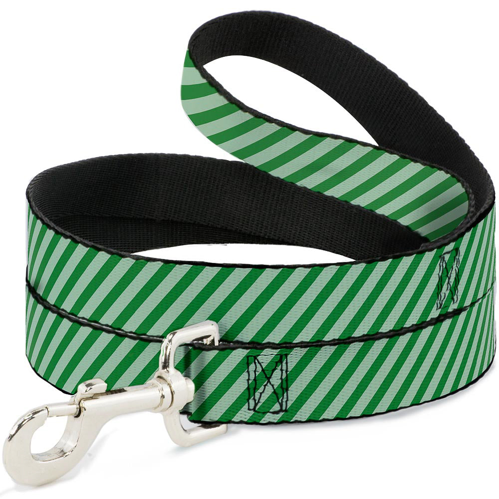 Dog Leash - Diagonal Stripes Pastel Greens Dog Leashes Buckle-Down