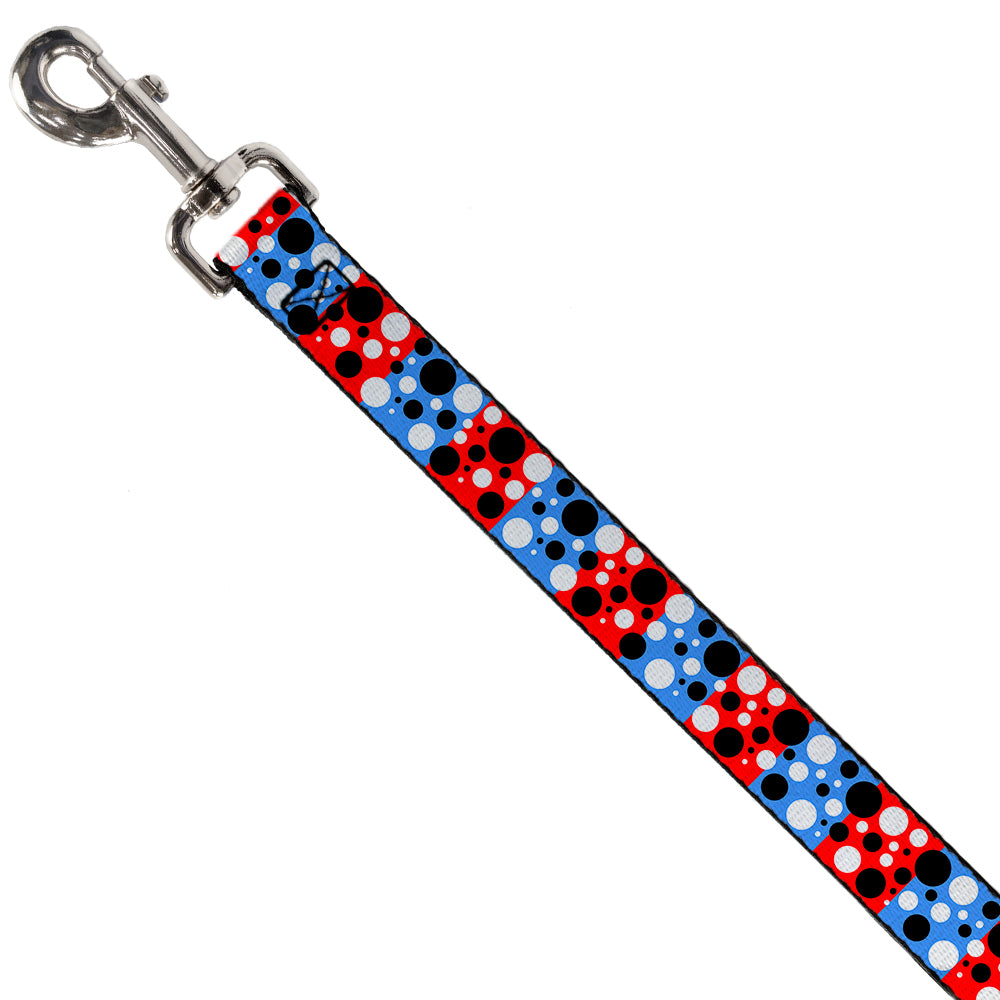 Dog Leash - Dot Blocks Blue/Red/Black/White Dog Leashes Buckle-Down