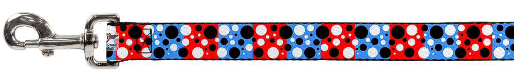 Dog Leash - Dot Blocks Blue/Red/Black/White Dog Leashes Buckle-Down