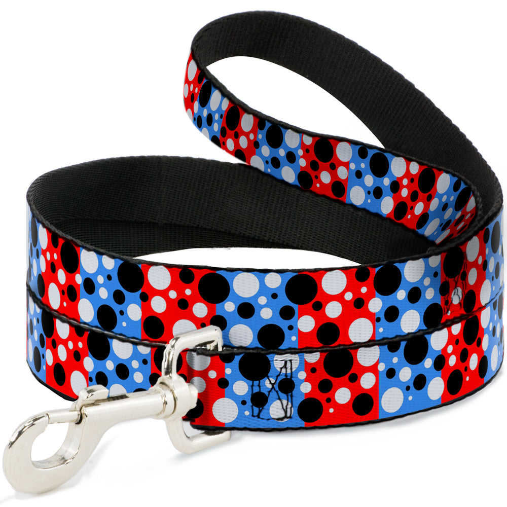 Dog Leash - Dot Blocks Blue/Red/Black/White Dog Leashes Buckle-Down