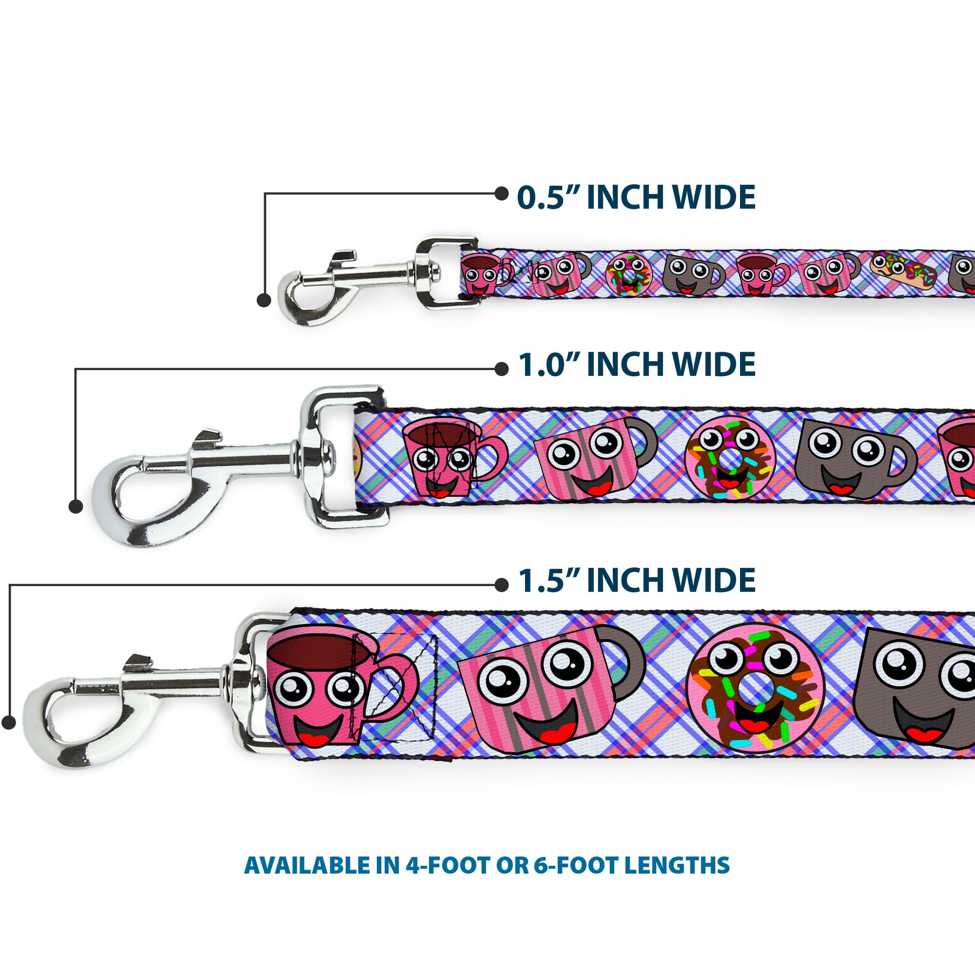 Dog Leash - Donuts & Coffee Cartoon2 Dog Leashes Buckle-Down