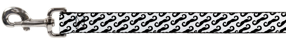 Dog Leash - Diagonal Handlebar Mustaches White/Black Dog Leashes Buckle-Down