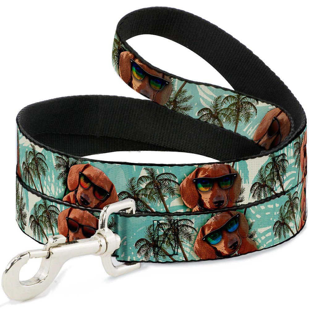 Dog Leash - Dachshund in Shades w/Palm Trees Dog Leashes Buckle-Down