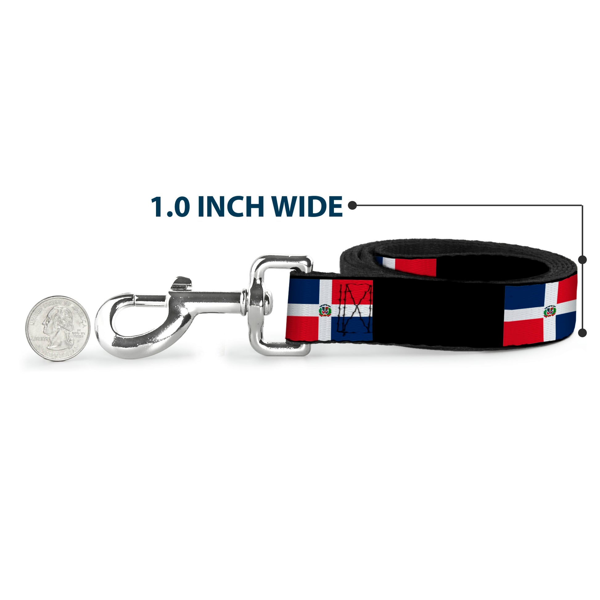 Dog Leash - Dominican Republic Flags/Black Blocks Dog Leashes Buckle-Down