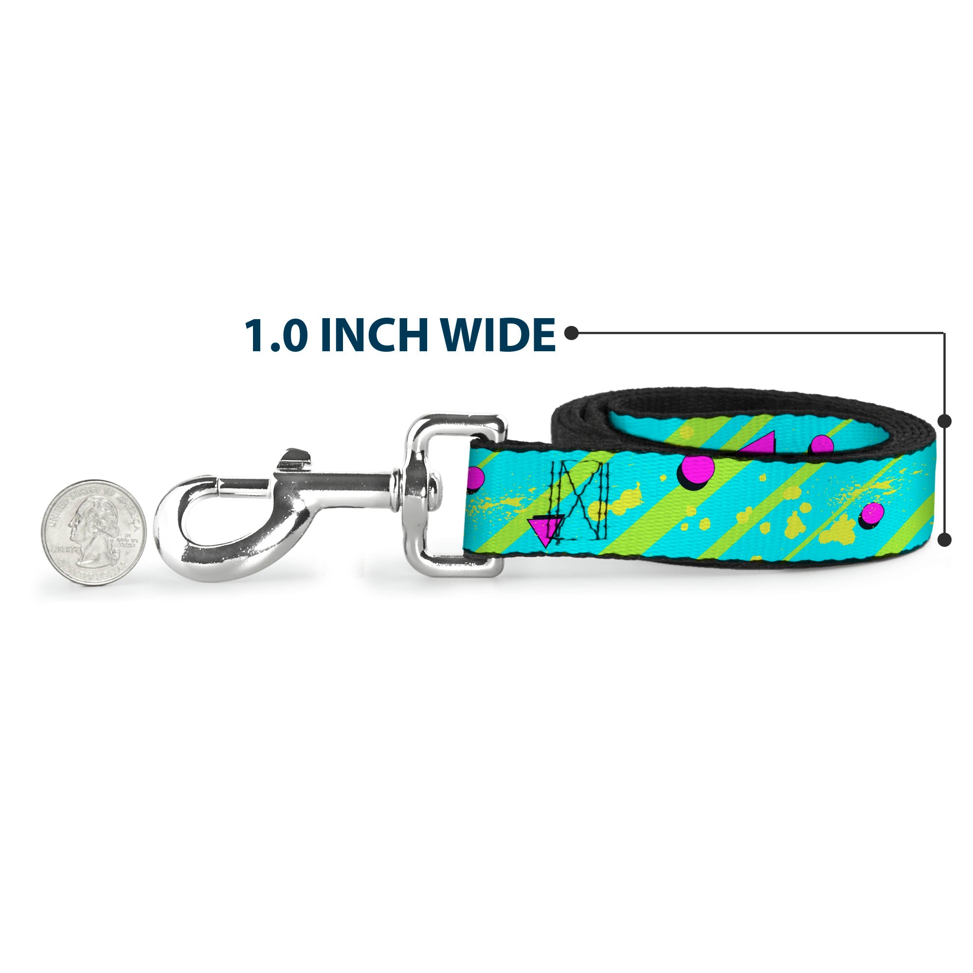 Dog Leash - Eighties Party Blue/Yellow/Pink Dog Leashes Buckle-Down