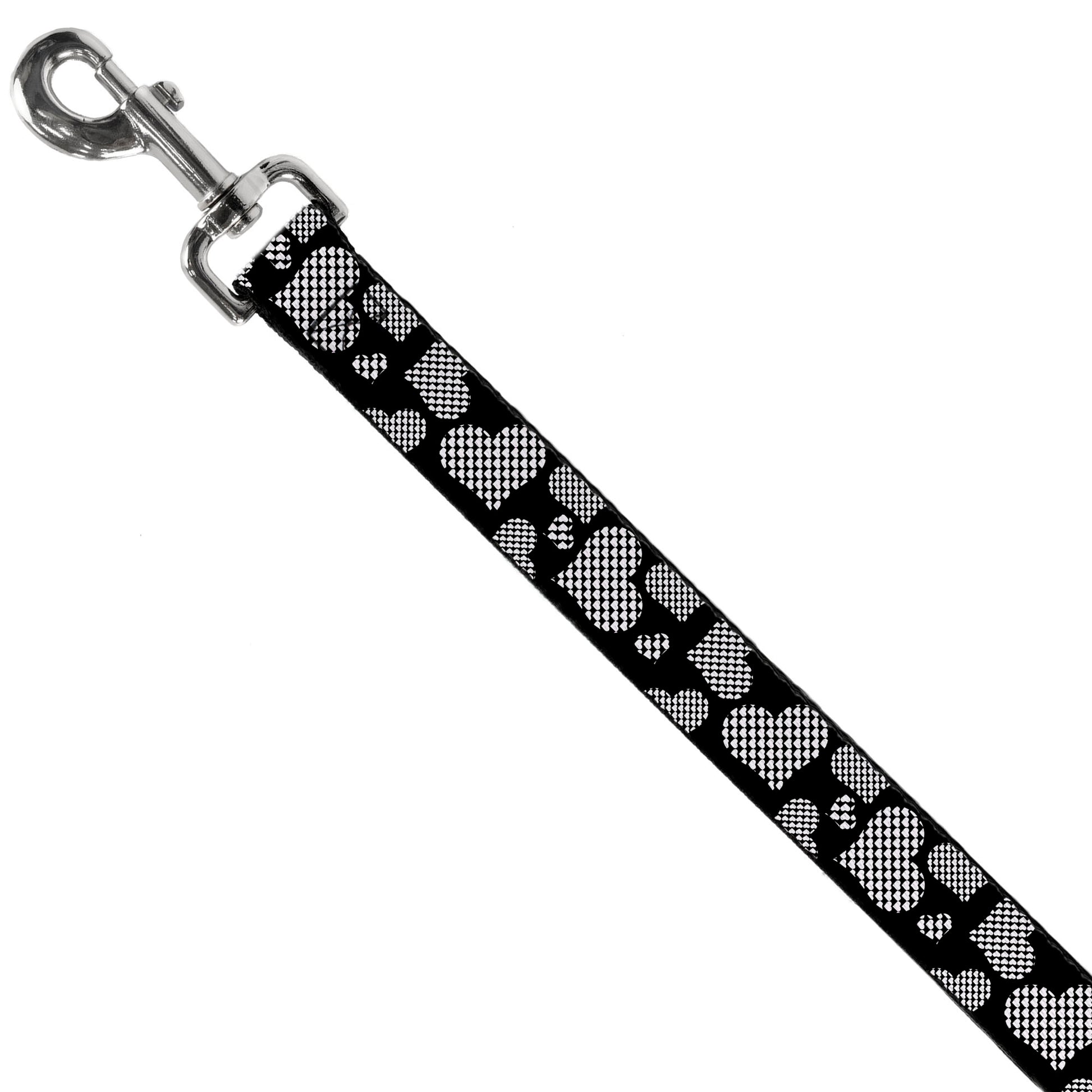 Dog Leash - Eighties Hearts Black/White Dog Leashes Buckle-Down