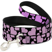 Dog Leash - Eighties Hearts Black/Fuchsia/White Dog Leashes Buckle-Down