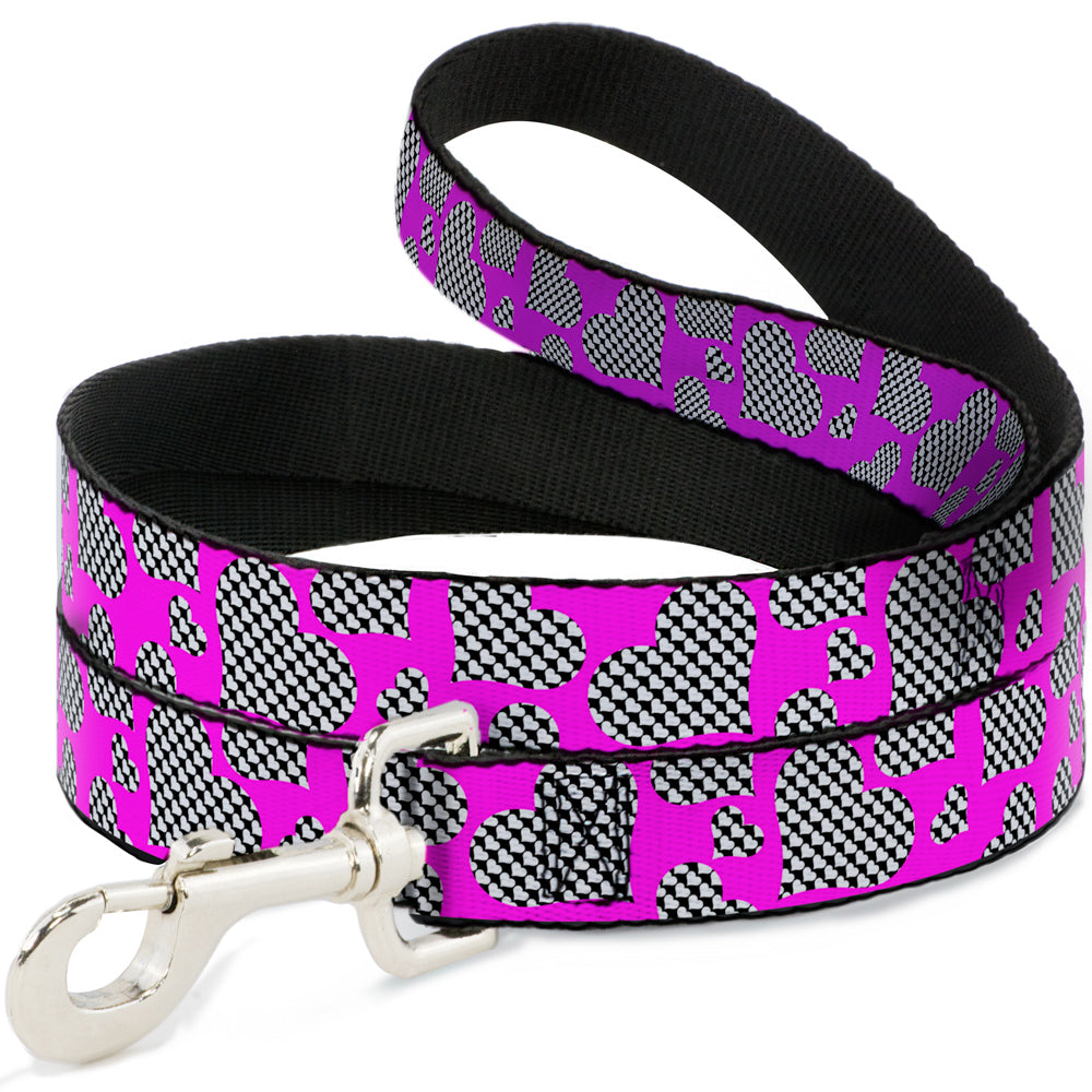Dog Leash - Eighties Hearts Fuchsia/Black/White Dog Leashes Buckle-Down