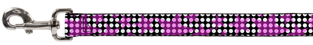 Dog Leash - Eighties Stars1 Black/White/Fuchsia Dog Leashes Buckle-Down
