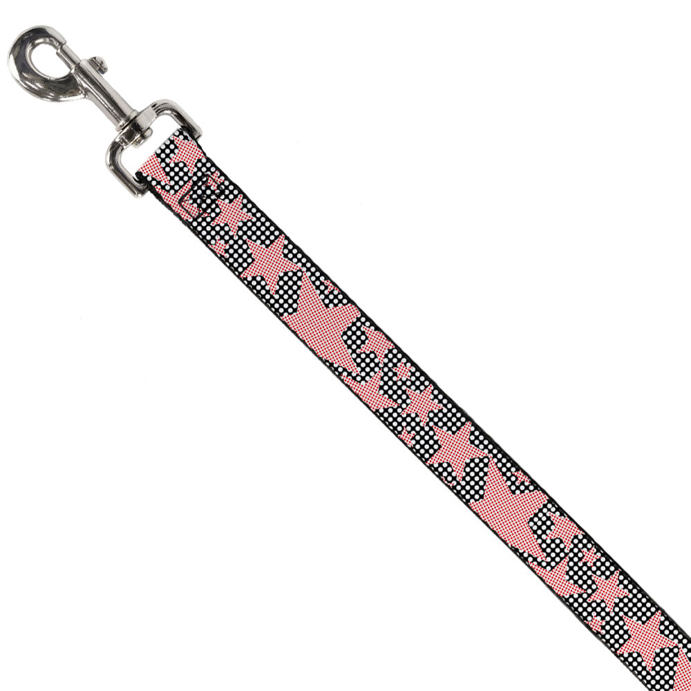 Dog Leash - Eighties Stars2 Black/White/Red Dog Leashes Buckle-Down