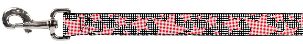 Dog Leash - Eighties Stars2 Black/White/Red Dog Leashes Buckle-Down