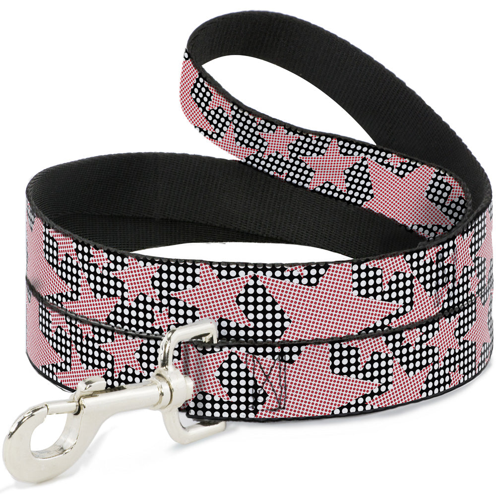 Dog Leash - Eighties Stars2 Black/White/Red Dog Leashes Buckle-Down