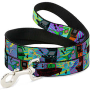 Dog Leash - Eighties Arcade Multi Neon Stripes Dog Leashes Buckle-Down