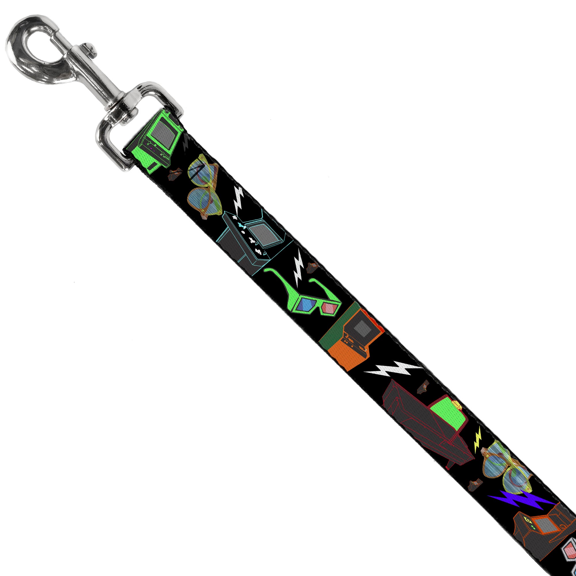 Dog Leash - Eighties Arcade Black Dog Leashes Buckle-Down