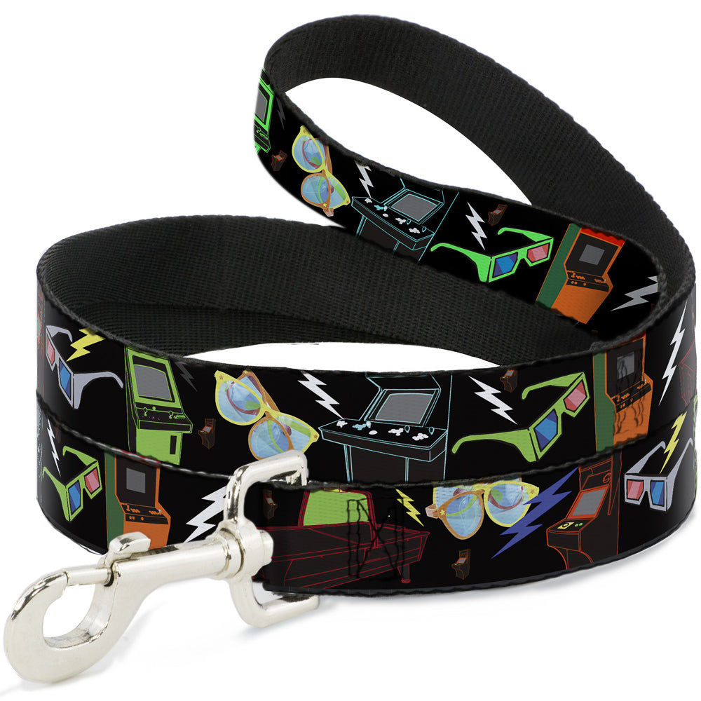 Dog Leash - Eighties Arcade Black Dog Leashes Buckle-Down
