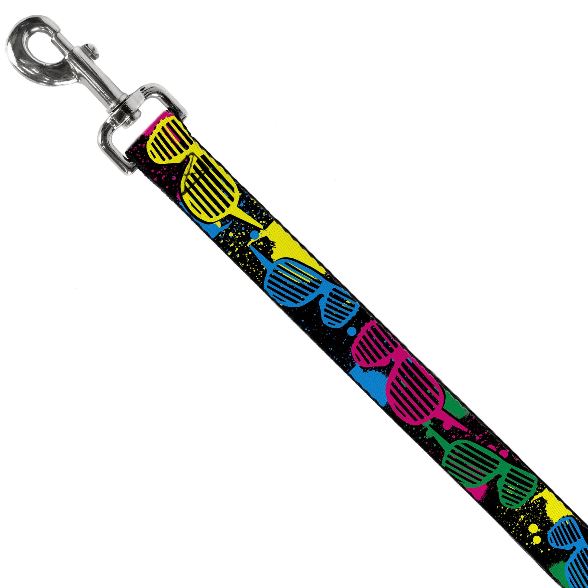 Dog Leash - Eighties Shades Splatter Black/Neon Dog Leashes Buckle-Down
