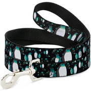 Dog Leash - Emperor Penguins w/Bubbles Black/Gray/Turqs Dog Leashes Buckle-Down
