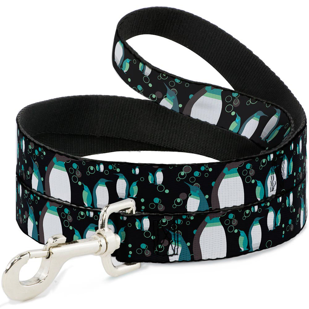 Dog Leash - Emperor Penguins w/Bubbles Black/Gray/Turqs Dog Leashes Buckle-Down