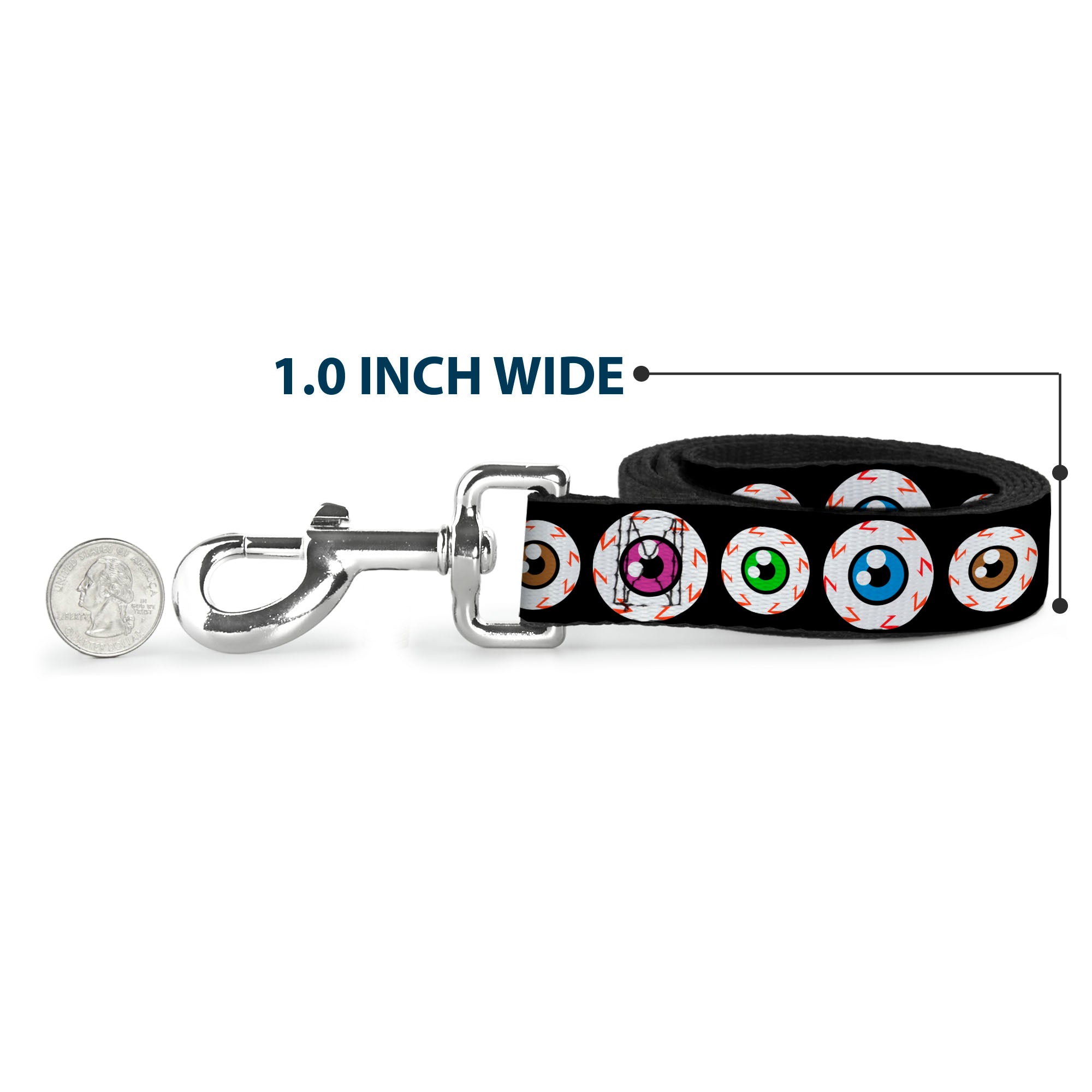 Dog Leash - Eyeballs Black/Multi Color Dog Leashes Buckle-Down