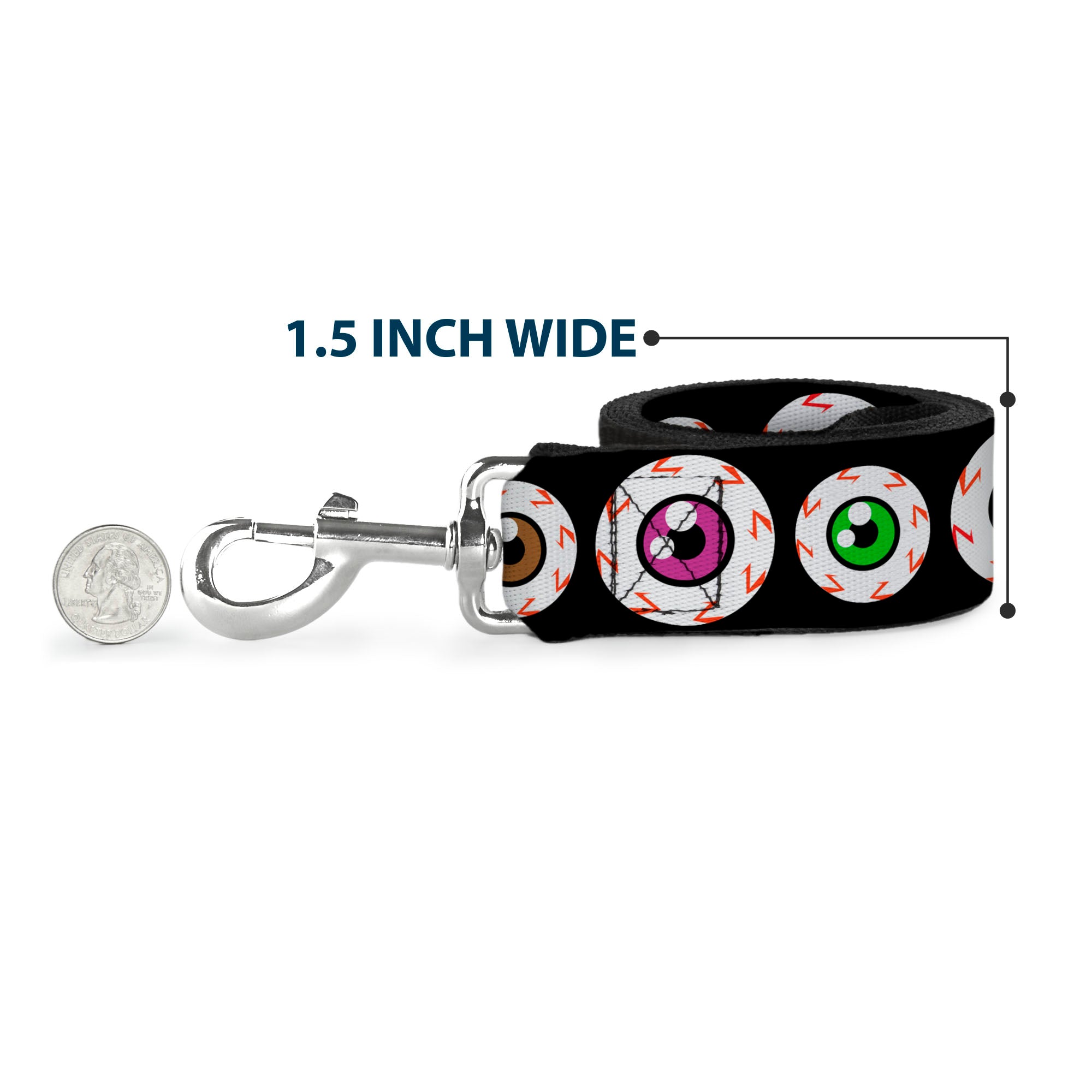 Dog Leash - Eyeballs Black/Multi Color Dog Leashes Buckle-Down