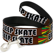 Dog Leash - EAT SLEEP SKATE Brown/Rasta Burst Dog Leashes Buckle-Down