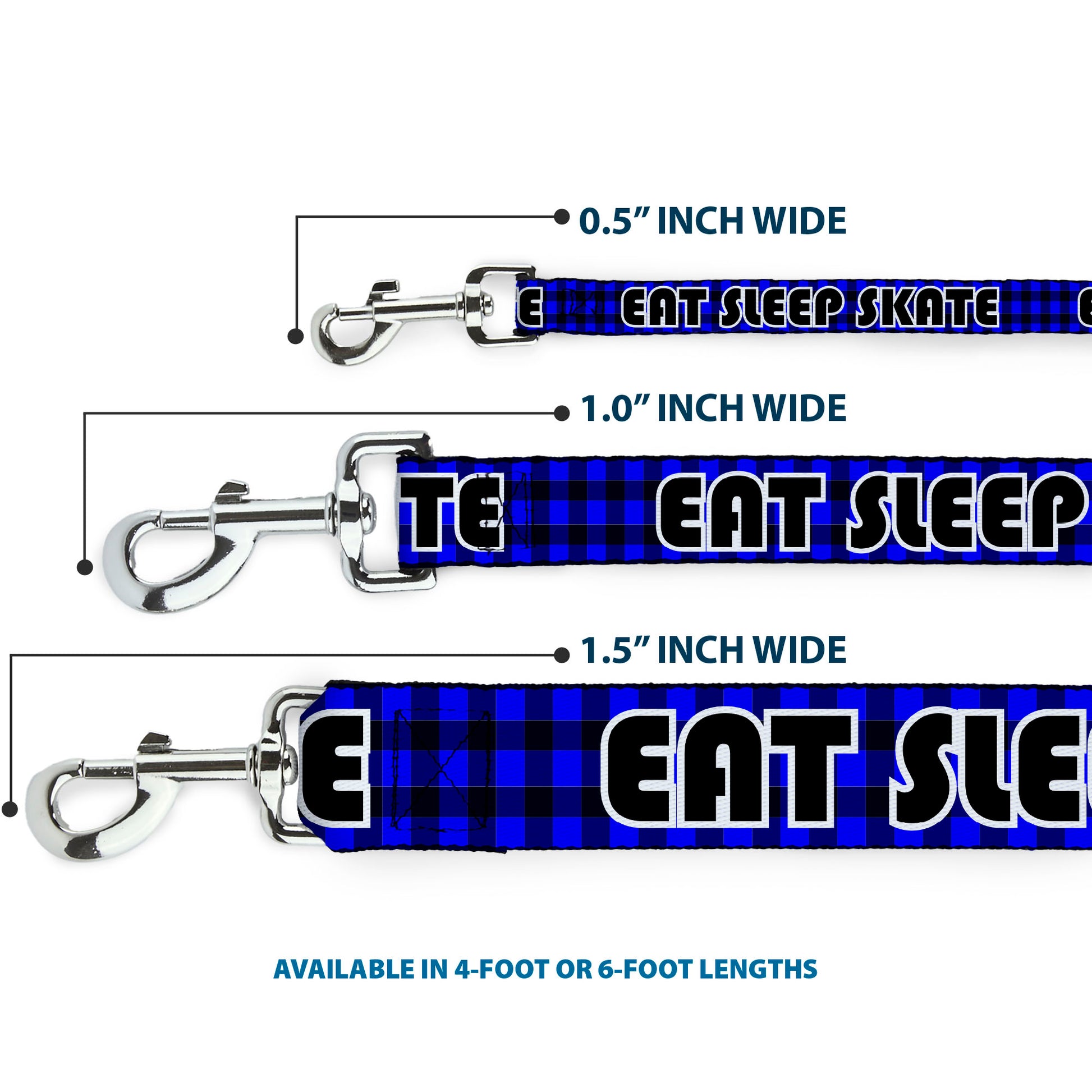 Dog Leash - EAT SLEEP SKATE Buffalo Plaid Blue Dog Leashes Buckle-Down