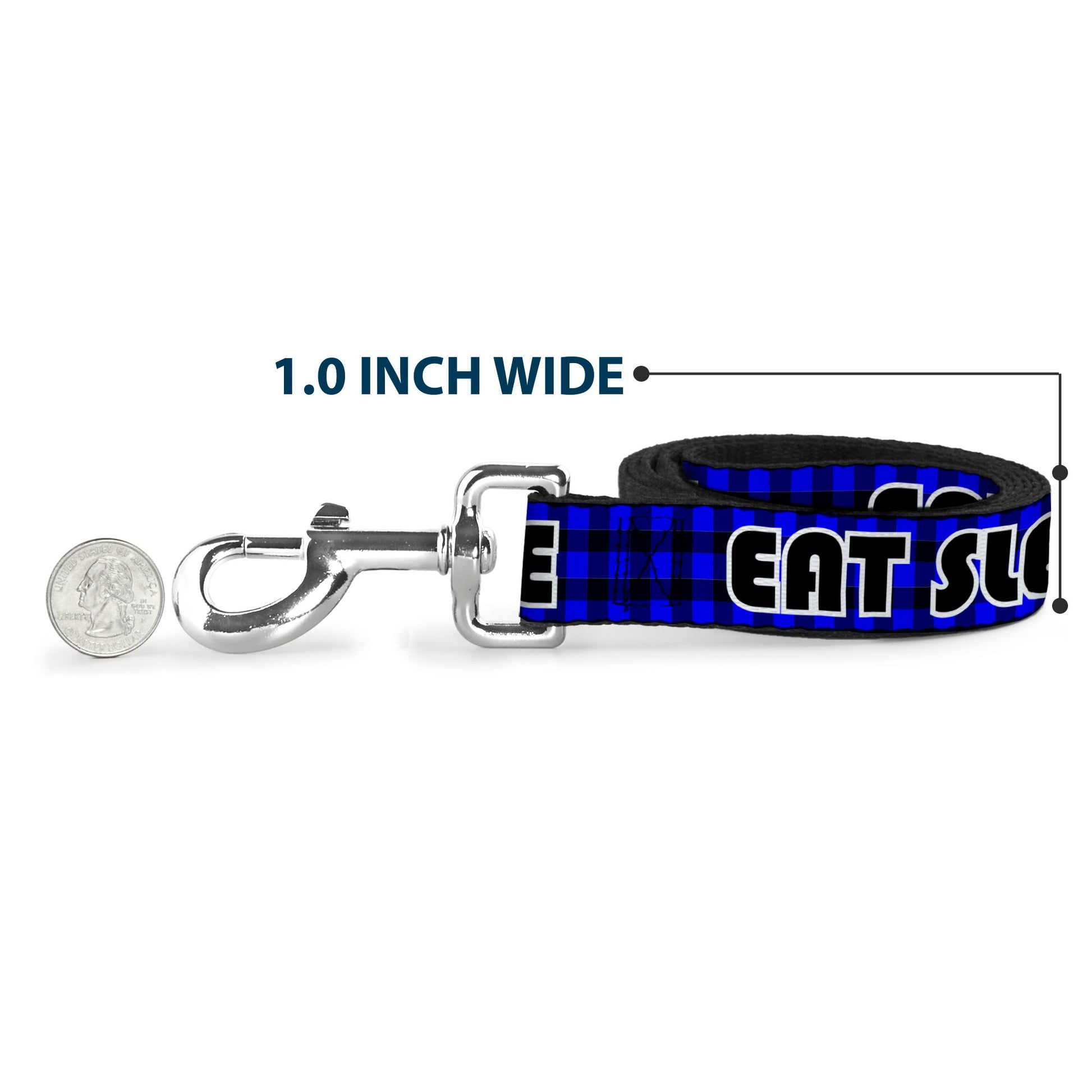 Dog Leash - EAT SLEEP SKATE Buffalo Plaid Blue Dog Leashes Buckle-Down