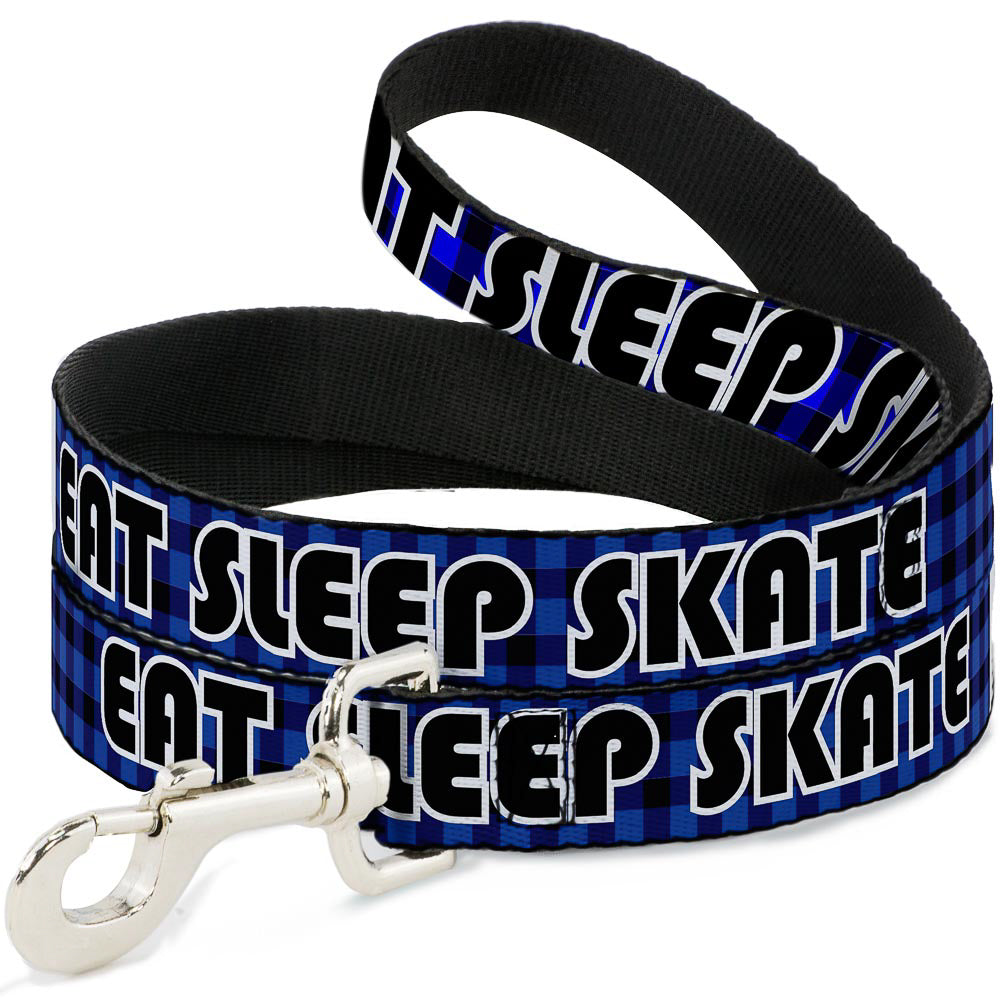 Dog Leash - EAT SLEEP SKATE Buffalo Plaid Blue Dog Leashes Buckle-Down