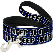 Dog Leash - EAT SLEEP SKATE Buffalo Plaid Blue Dog Leashes Buckle-Down