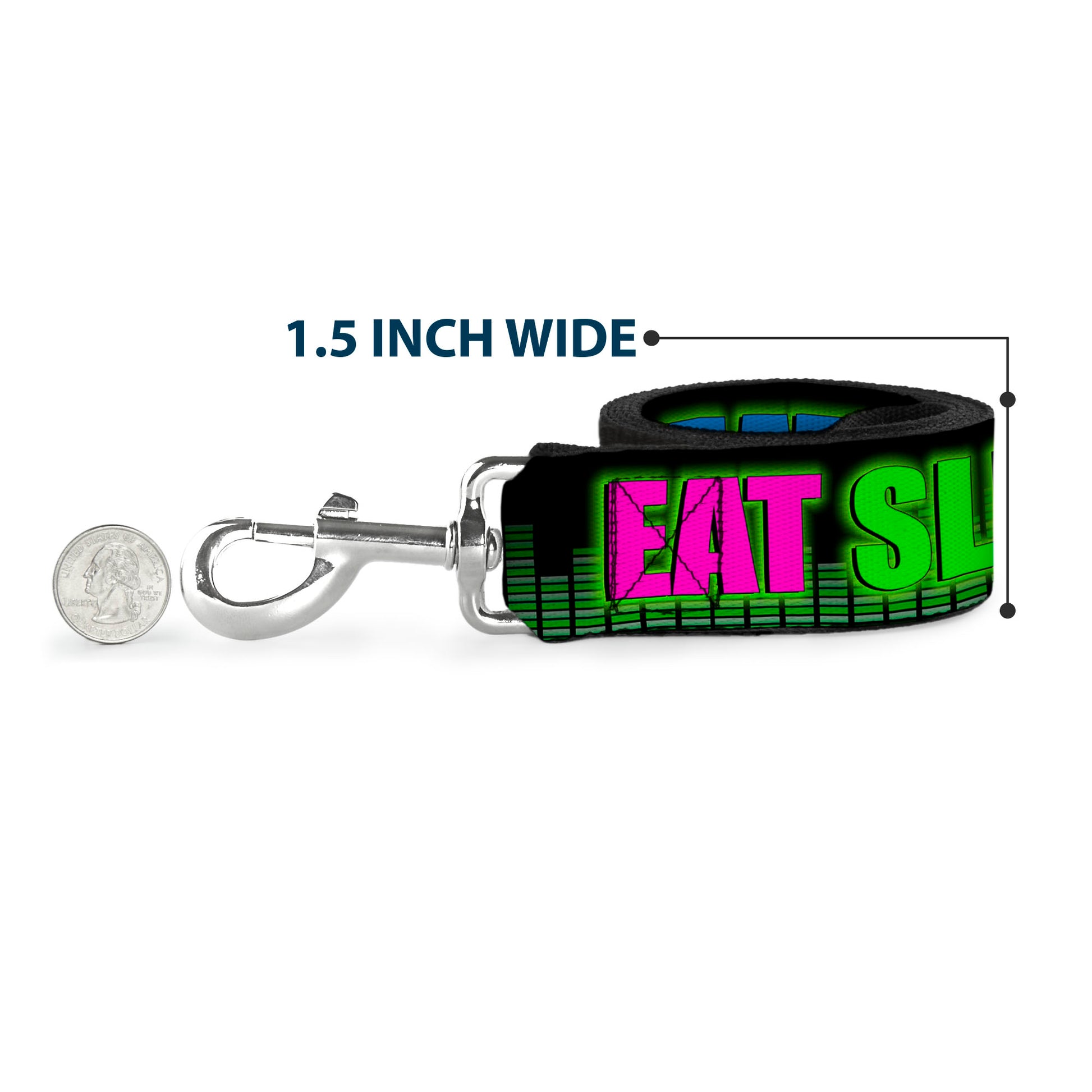 Buckle-Down Dog Leash - EAT SLEEP RAVE REPEAT Black/Multi Neon Dog Leashes Buckle-Down