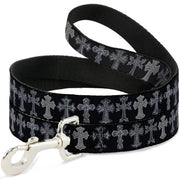 Dog Leash - Elegant Crosses Black/Grays Dog Leashes Buckle-Down