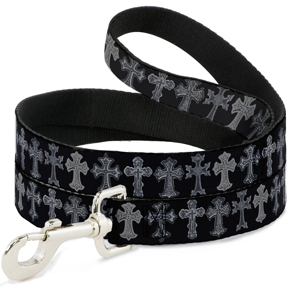 Dog Leash - Elegant Crosses Black/Grays Dog Leashes Buckle-Down
