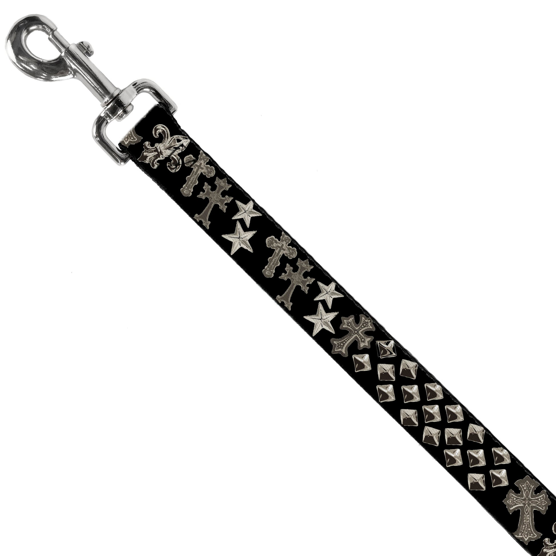Dog Leash - Elegant Crosses/Stars/Studs Black/Grays Dog Leashes Buckle-Down