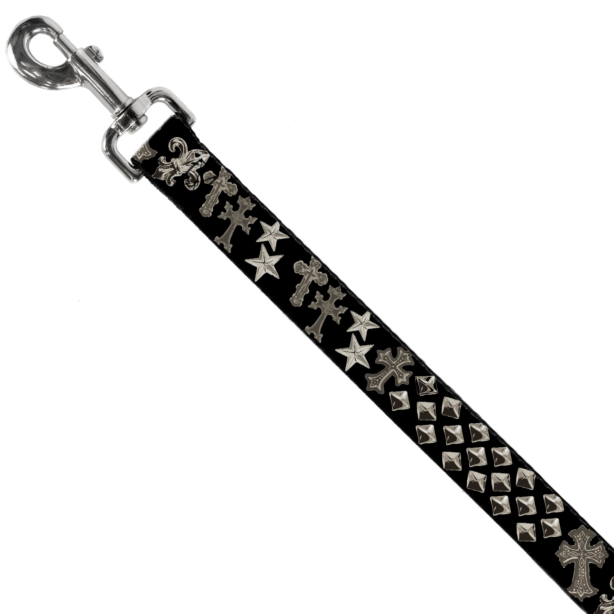 Dog Leash - Elegant Crosses/Stars/Studs Black/Grays Dog Leashes Buckle-Down