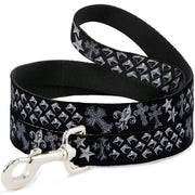 Dog Leash - Elegant Crosses/Stars/Studs Black/Grays Dog Leashes Buckle-Down