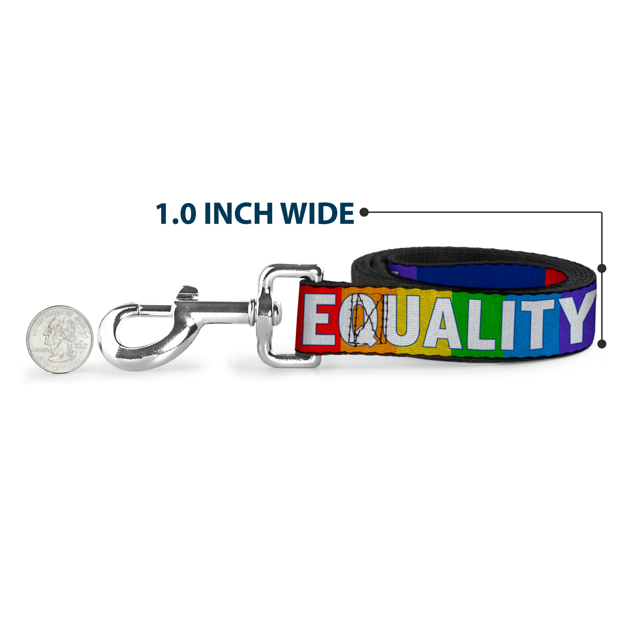 Dog Leash - EQUALITY Blocks Rainbow/Blue/White Dog Leashes Buckle-Down