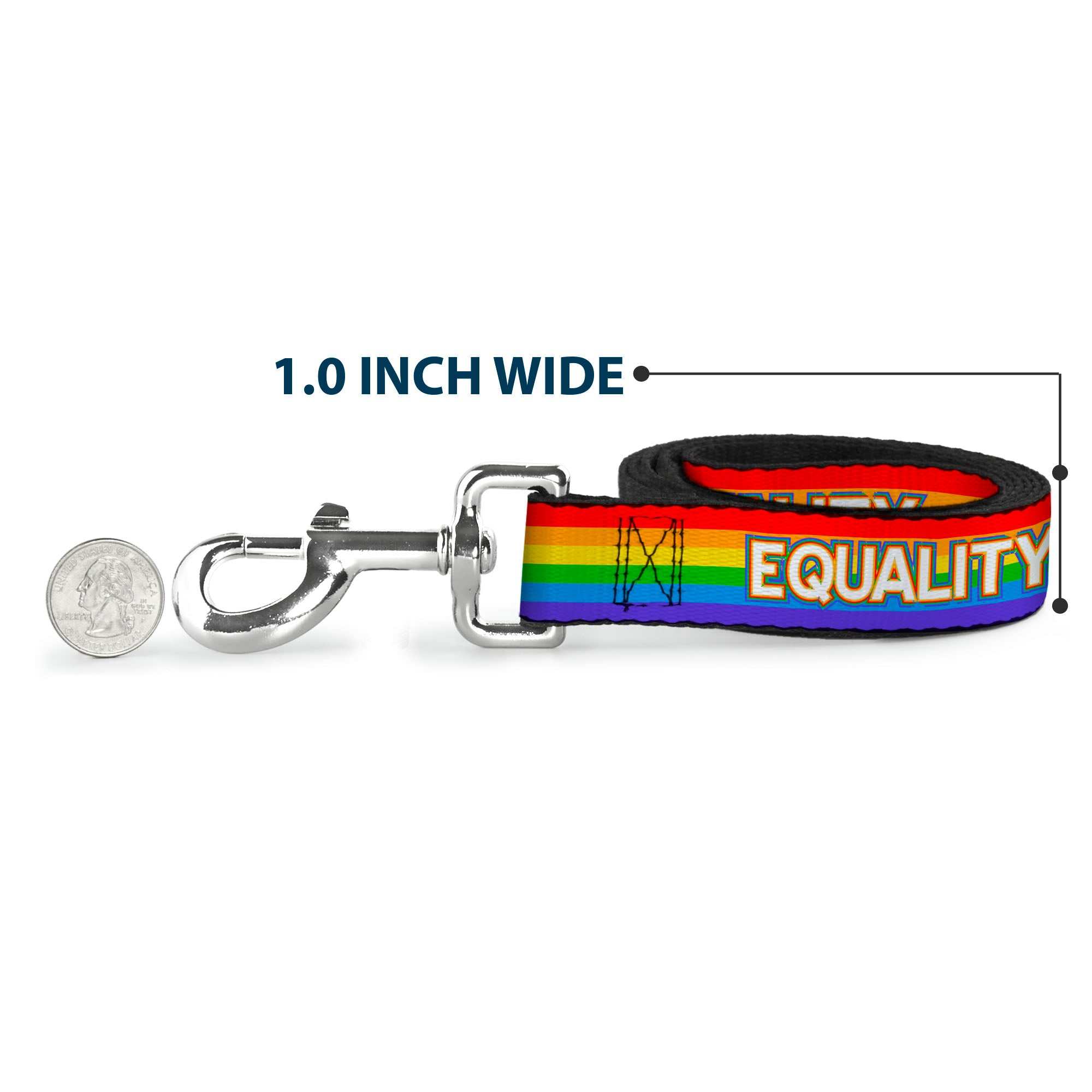 Dog Leash - EQUALITY/Stripe Rainbow/White Dog Leashes Buckle-Down