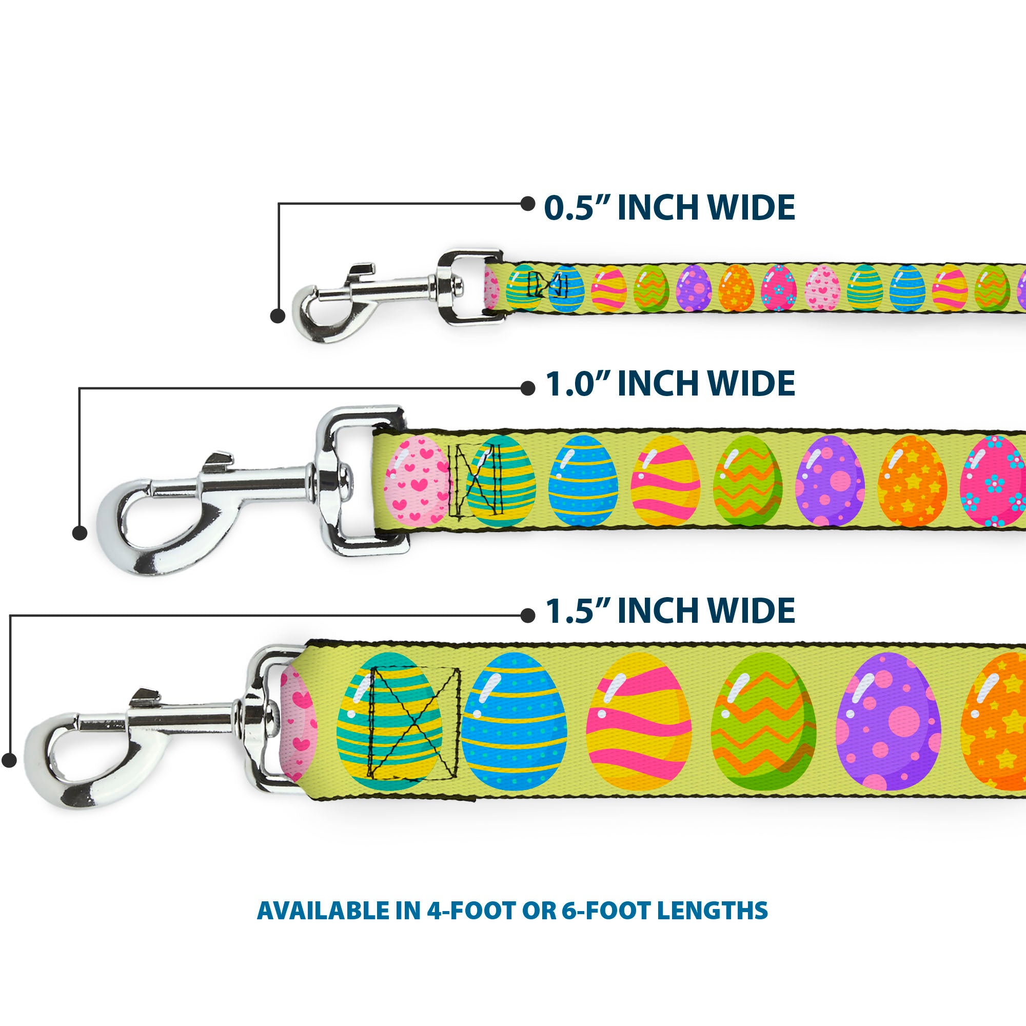 Dog Leash - Easter Eggs Decorated Eggs Yellow/Multi Color Dog Leashes Buckle-Down