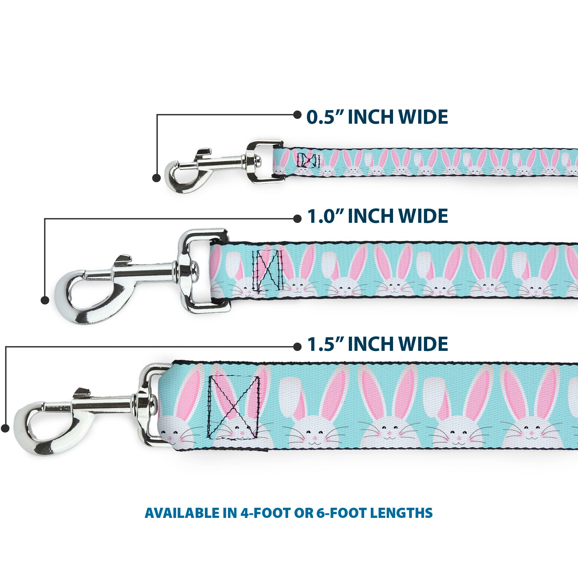 Dog Leash - Easter Bunnies Smiling Sky Blue Dog Leashes Buckle-Down