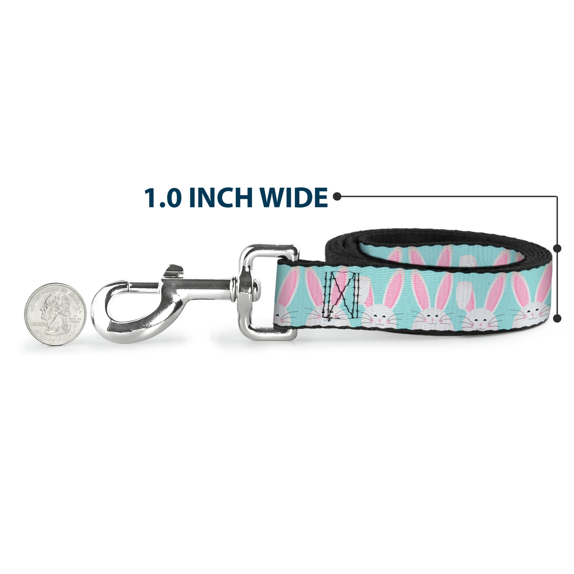 Dog Leash - Easter Bunnies Smiling Sky Blue Dog Leashes Buckle-Down