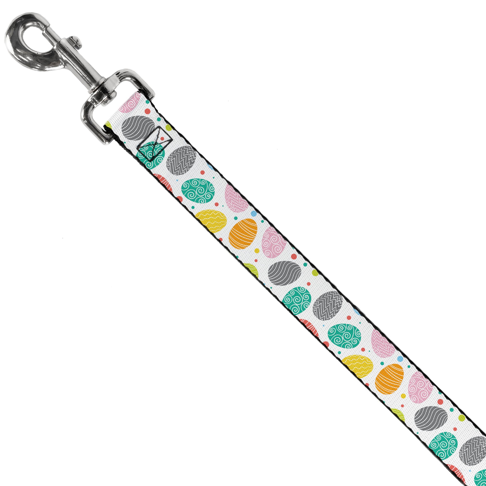 Dog Leash - Easter Eggs Decorated Eggs Scattered White/Multi Color Dog Leashes Buckle-Down