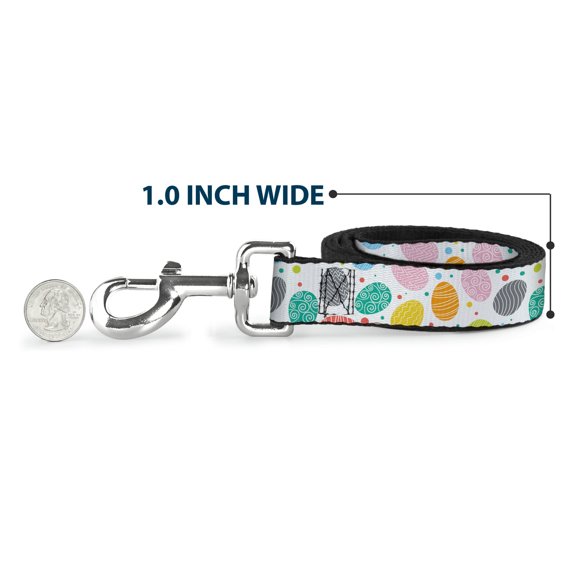Dog Leash - Easter Eggs Decorated Eggs Scattered White/Multi Color Dog Leashes Buckle-Down