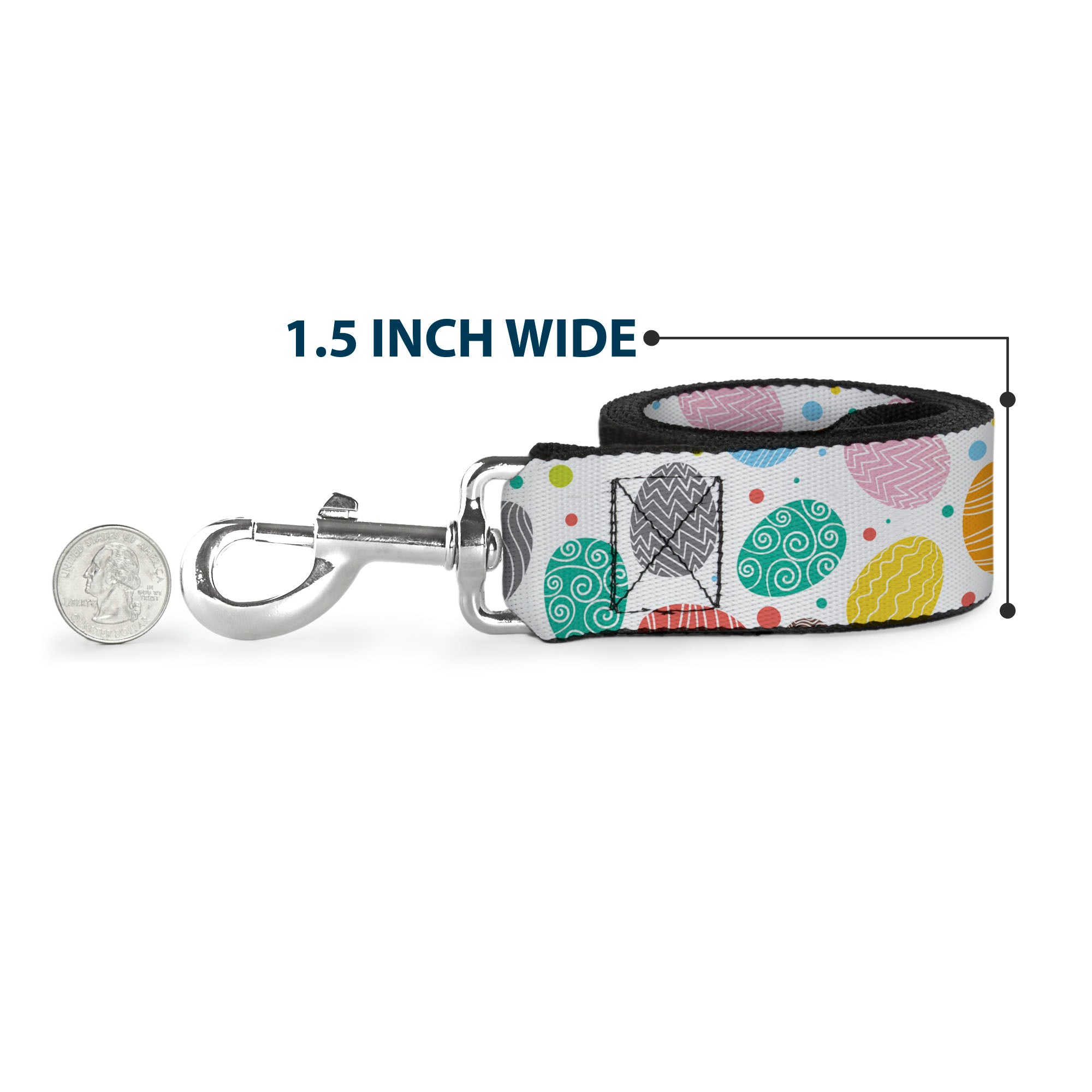 Dog Leash - Easter Eggs Decorated Eggs Scattered White/Multi Color Dog Leashes Buckle-Down