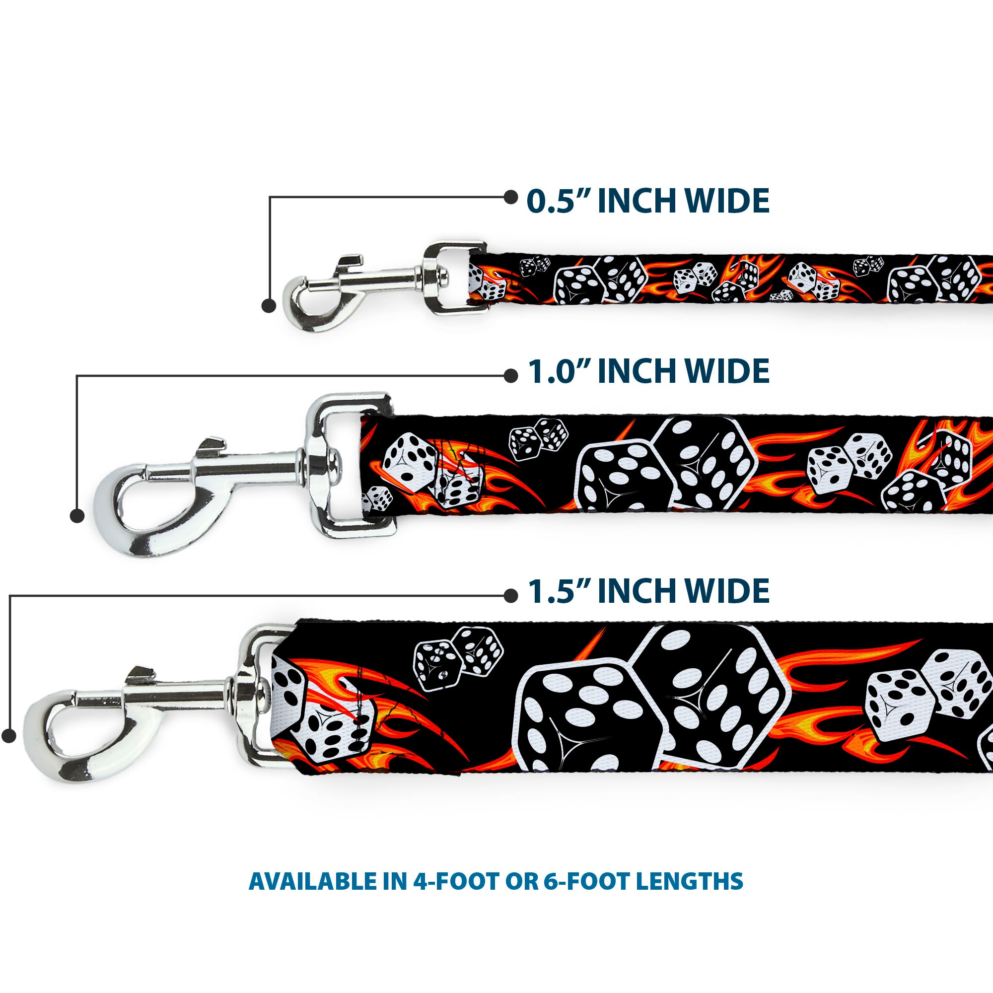 Dog Leash - Flaming Dice Dog Leashes Buckle-Down